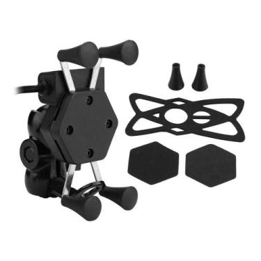 Imagem de Suporte Celular Moto Universal Garra Com Carregador Usb 2A - Shopmix