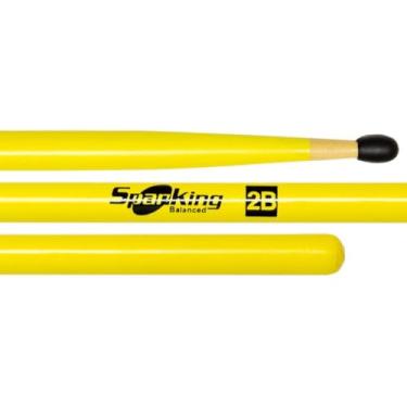 Imagem de Baqueta Spanking Linha Luminosa 2B Clássica Amarela Fluorescente com Ponta de Nylon 4119AM