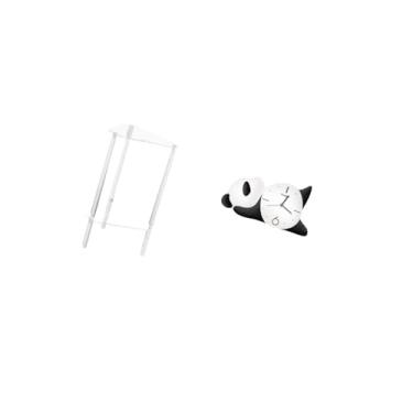 Imagem de Fenteer Mesa Lateral de Acrílico Minimalista Moderna, Mesa de Cabeceira com Relógio de Parede em Formato de Panda, Decoração Prática, Resistente E Fofa para S