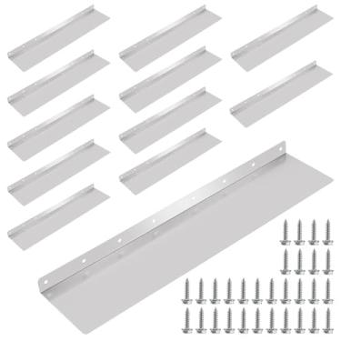 Imagem de SINJEUN 12 PCS Gutter Valley Proteção contra respingos, desviador de chuva reto protetores de calha de telhado com 96 parafusos, desviador de chuva de teto de alumínio para canto de telhado de telha