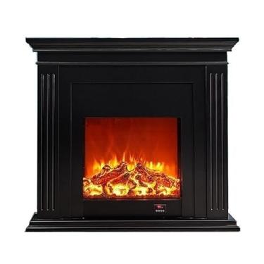 Imagem de Lareira Decorativa Lareira elétrica europeia preta de 39,3/47,2" com manto, chama ajustável, lareiras decorativas LED autônomas(Grande)