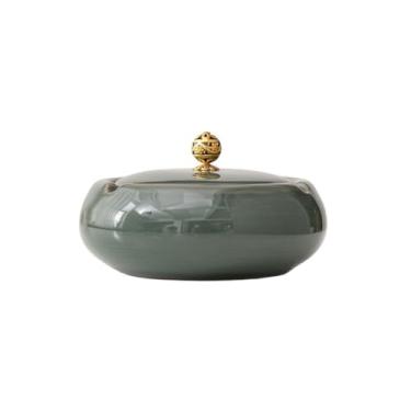 Imagem de Cinzeiro de ervas daninhas cinzeiro criativo para casa, escritório, sala de estar de cerâmica personalizada, cinzeiro coberto de luxo leve de estilo chinês cinzeiros para cigarros (tamanho: A)