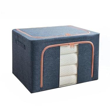 Imagem de Caixa Organizadora Dobrável com Zíper e Visor Transparente – Roupas, Cobertores e Toalhas Protegidos (2,Azul-100L)