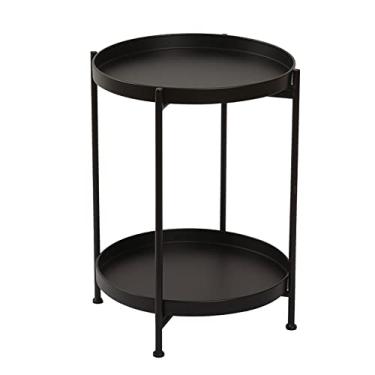 Imagem de Mesa lateral de metal de 2 camadas mesa de centro mesa lateral externa mesa lateral redonda adequada para sala de estar e quarto, varanda para quarto, sala de estar, sofá (cor: B) (1)