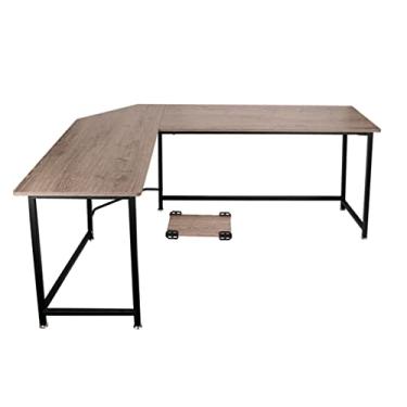Imagem de Mesa de madeira em forma de L/canto para computador e escritório (D)
