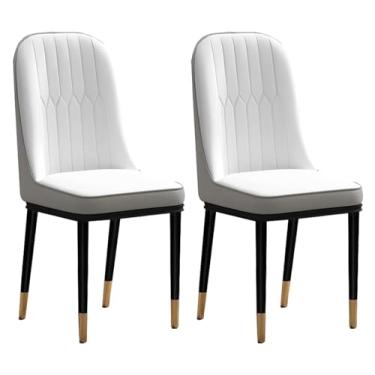 Imagem de ZYHSIJOBAS Conjunto de 2 cadeiras de jantar, cadeiras de jantar, de couro, modernas, com pernas de metal, para sala de jantar, cozinha, quarto, cadeiras de jantar