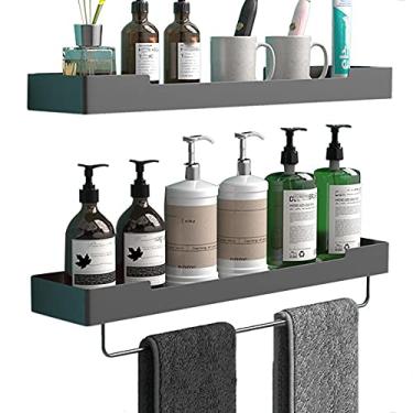 Imagem de WYUYIWH Suporte de chuveiro sem perfuração Prateleiras de chuveiro adesivas antiferrugem para espaço de parede de alumínio para cozinha banheiro - Preto_2 camadas 60 cm