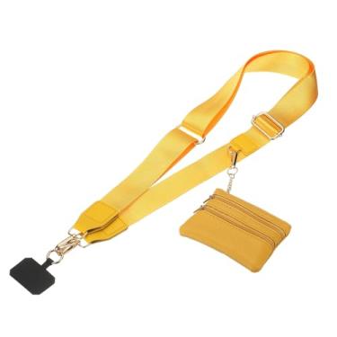 Imagem de PATIKIL Alça de telefone ajustável com carteira com zíper e adesivos cordão antifurto para academia, shows, viagens, compras, amarelo mostarda