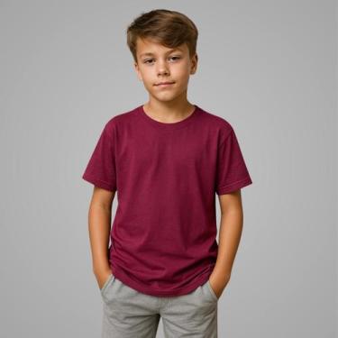 Imagem de Camisetas Manga Curta Infantil Bebê Menino Básica Lisa 100 Algodão - L