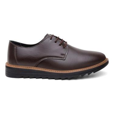 Imagem de Oxford Masculino Casual De Amarrar Liso Marrom Derby Robusto - NoBrand