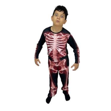 Imagem de Fantasia Infantil Esqueleto Vermelho - Tamanhos M, G e GG - no-brand