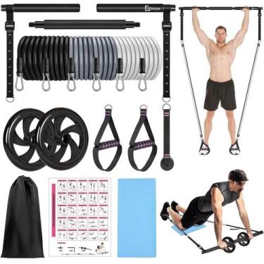 Imagem de Kit de barra de Pilates Bbtops Resistance Bands Ab Roller Workout