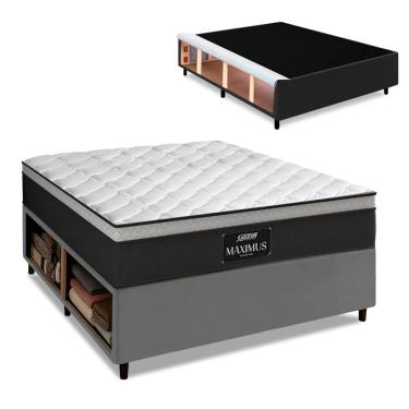 Imagem de Cama Box Baú Lateral Queen Gazin Colchão com Molas Ensacadas 158x198x68cm Maximus