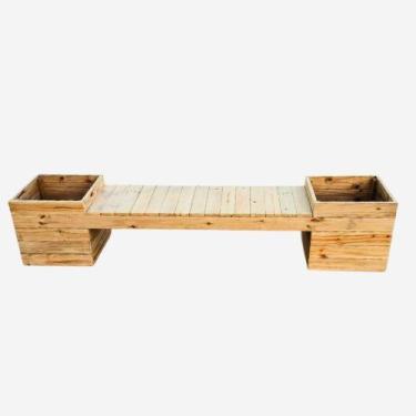 Imagem de Banco De Madeira Pinus 2 Cachepôs 250cm Praça Jardim Varanda - LANCI