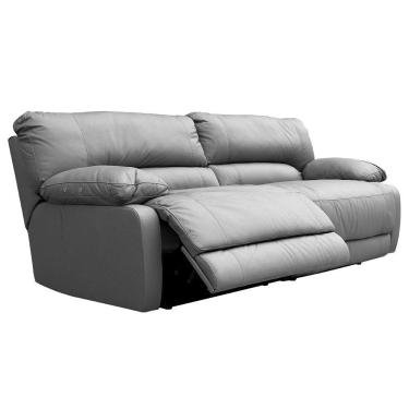 Imagem de Sofá 2 Lugares Reclinável Elétrico Asmará 174cm Couro Cinza - Gran Belo