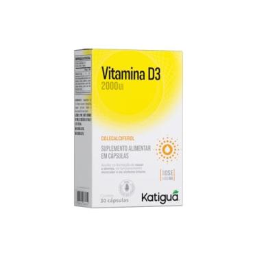 Imagem de KATIGUÁ Vitamina D3 2000 Ui Fortalece A Imunidade Sem Sabor Katiguá 30 Cápsulas De 250Mg Amarelo