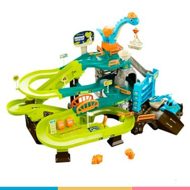 Imagem de Pista de Dinossauro com 3 Níveis, Elevador Elétrica e Sons, 65 x 35 x 41,5 cm, Carrinhos e Acessórios Inclusos