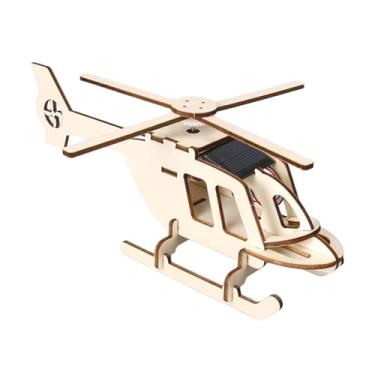 Imagem de harayaa Kit de modelo de projeto científico de madeira, projeto de construção, quebra-cabeças de helicóptero solar para crianças