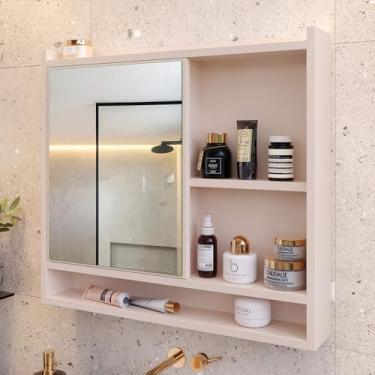 Imagem de Armário De Banheiro Aéreo Espelheira Aqua 1 Portas Cores (AQUA Off White)