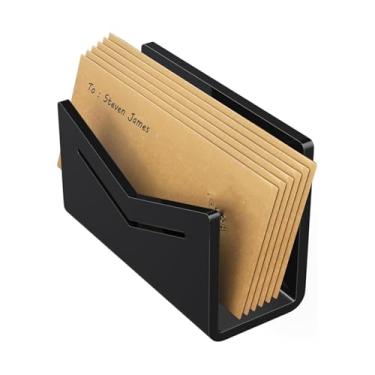 Imagem de AUNMAS Suporte de Correio Acrílico, Classificador de Arquivos de Mesa Vertical Transparente, Suporte de Envelope, Organizador de Correio de Bancada para Caderno de Documentos de Carta (Preto)