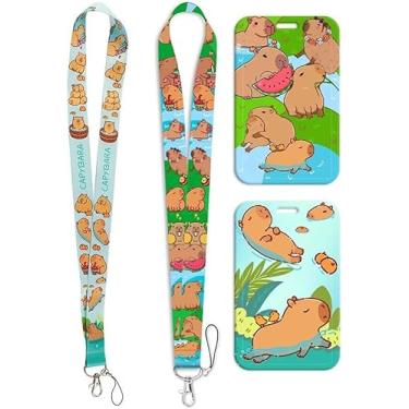 Imagem de Cordão Porta Crachá com Capivaras, Resistente à Água, Kit com 2 Unidades estampas aleatorias