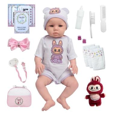 Imagem de Bebê Reborn Boneca Grande Corpo Silicone Bolsa Itens Labubu - Cegonha 
