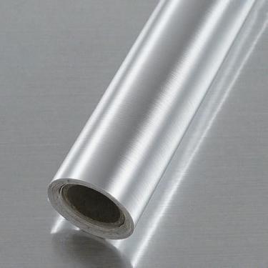 Imagem de Papel de parede autoadesivo 15,7 x 299,7 cm papel de contato metálico, 2 rolos de papel de parede à prova d'água para mesa, armário, artesanato DIY, decoração de casa (prata 02)