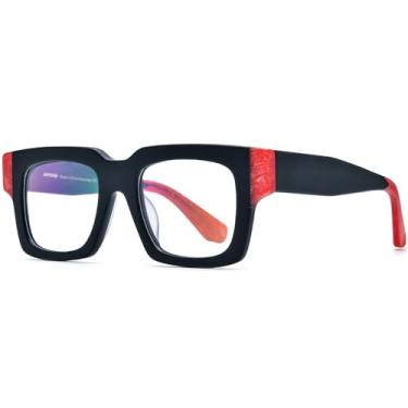 Imagem de HEPIDEM Óculos de acetato multicolorido gradiente armação feminina grande grande óculos 2023 óculos novos óculos, 9288 Preto fosco, 53-17-150