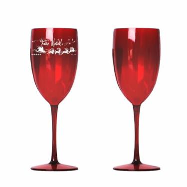 Imagem de Kit 8 Taças Vinho Drink 420ml Acrílica FELIZ NATAL - Aloha (Rubi - Papai Noel)