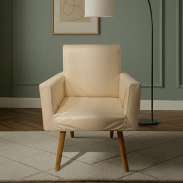 Imagem de Capa Para Poltrona Nina Decorativa Sala Escritorio Quarto Em Malha Gel Liso (Bege)