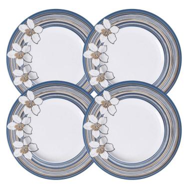 Imagem de Jogo De Pratos Rasos 28Cm Kit 4 Peças Nix Porcelana Floral