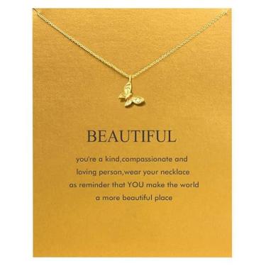 Imagem de Colar com pingente de bússola para mulheres, amizade, ferradura, boa sorte, elefante com pingente de corrente com cartão de presente, Medium, Liga de aço, Sem Pedra Preciosa