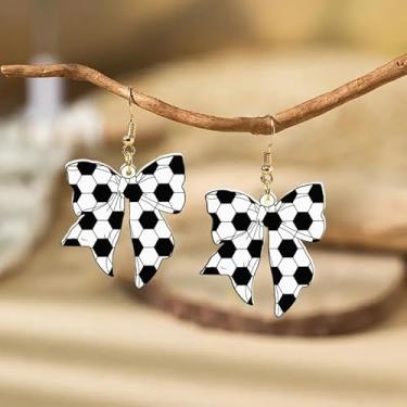 Imagem de Brincos de futebol para mulheres, jogos esportivos, laço de rúgbi, brincos pendentes de acrílico, brincos modernos para mulheres, onesize, Acrílico, Zircônia cúbica sintética