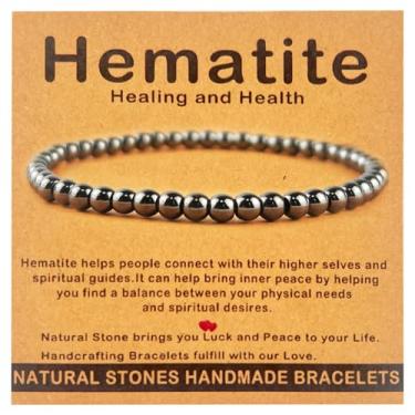 Imagem de Pulseira feminina de pedra preciosa de 4 mm feita à mão - joia de cristal de energia positiva e cura para alívio da ansiedade, equilíbrio de chakras, meditação. Presente significativo para ela, mãe