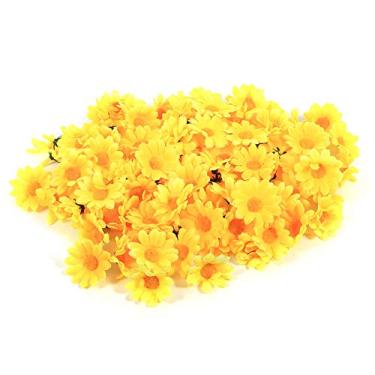 Imagem de Estink 100PCS Flores Artificiais de Margarida de Tecido Em Formato de Gerbera Com Cores Vibrantes para Decoração de Casamento e Mesa (Amarelo)
