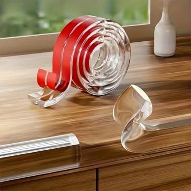 Imagem de 1 rolo de proteção de canto para móveis, amortecedores de segurança, 0,59 x 39,37 polegadas, protetores de canto transparentes de silicone macio, gel adesivo para móveis, armários, vidro e mesas de