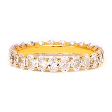 Imagem de STORYJEWELLERY Alianças de casamento femininas, anéis de eternidade para mulheres, anel oval, anéis empilháveis banhados a ouro, aliança de viagem de zircônia cúbica, presentes para ela, 10, Banhado a