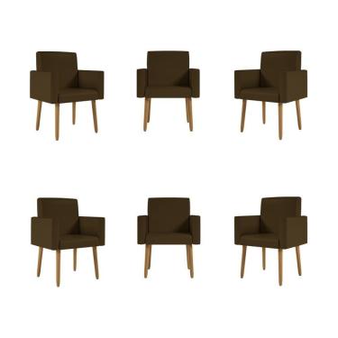 Imagem de Kit 6 Poltronas Nina Decorativa Recepção Sala Oferta Courino Cor:courino Marrom