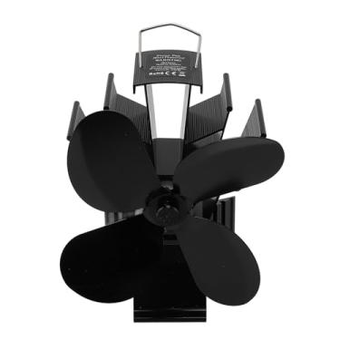 Imagem de FTVOGUE Ventilador de Lareira Fogão a Lenha Alimentado por Calor 4 Folhas Queima de Ar Circulante Temperatura Magnética de Alumínio para Aquecimento Doméstico