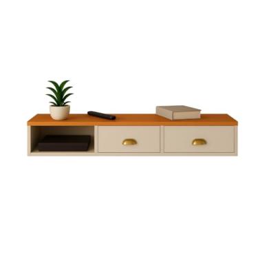 Imagem de Penteadeira Suspensa Compacta com 2 Gavetas e Nicho,penteadeira suspensa(OFF/NATURE)