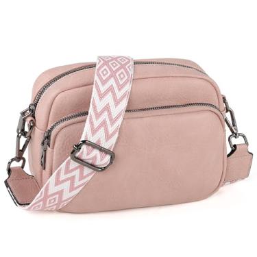 Imagem de TANTOMI Bolsas transversais para mulheres, bolsas femininas de couro pequenas bolsas transversais de ombro com alça larga ajustável, 05 - rosa empoeirado