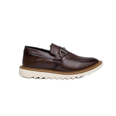 Imagem de Sapato Masculino Oxford, Couro Marrom, Mocassim Social Tratorado, Estilo Casual Moderno (Conhaque Branco, BR, Adulto, Numérico, 40)