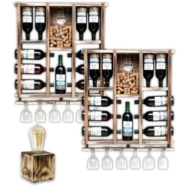 Imagem de Kit 2 Adegas Rústicas Delenha Decor + Luminária