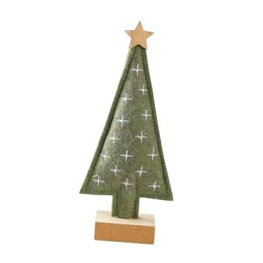 Imagem de oshhni Árvore de Natal de mesa, pequena árvore de Natal, decoração de Natal em feltro, enfeite para prateleira, armário, escritório, Verde, 14x6x31.3 Cm
