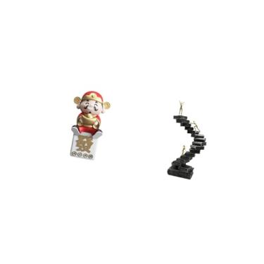 Imagem de Fenteer Estátua de Resina Do Pensador Da Fortuna, Figura Abstrata em Forma de Escada, para Decoração de Estante, Mesa Ou Qualquer Outro Objeto Artesanal para