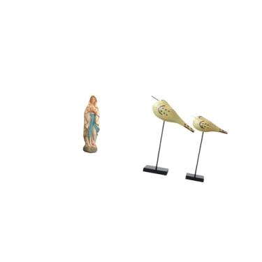 Imagem de Fenteer Escultura de Resina Da Virgem Abençoada com Pássaro, Estatueta Decorativa Moderna para Mesa, Escritório, Quarto, Entrada, Obra de Arte para Ambientes