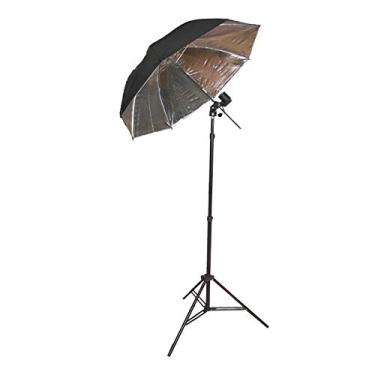 Imagem de Estúdio Fotografico com Tripé + Sombrinha Preto/Prata + Soquete Unico
