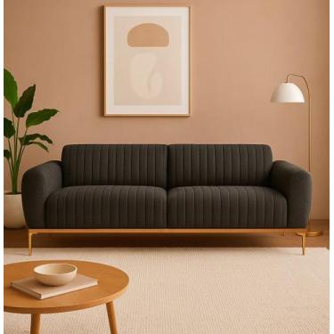 Imagem de Sofá 2 Lugares 180cm Cocie Linho Preto Acinzentado - Sallar Home