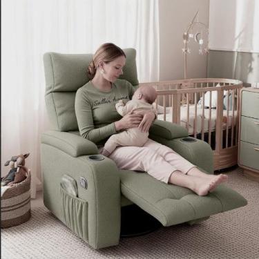 Imagem de Poltrona Amamentação Penélope Giratória Balanço Reclinável Manual Bouc