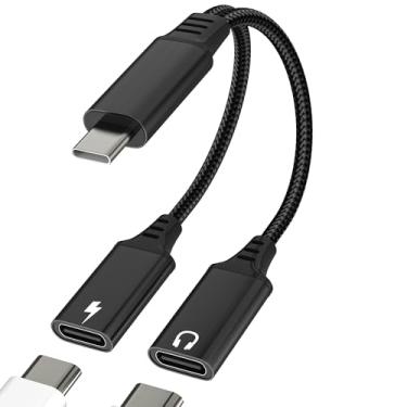Imagem de Divisor auxiliar para USB C para iPhone 17 16 15 Pro Max (2 em 1) carregador tipo C duplo adaptador de fone de ouvido carregador cabo de áudio conversor porta fêmea para Apple para iPad 10 compatível